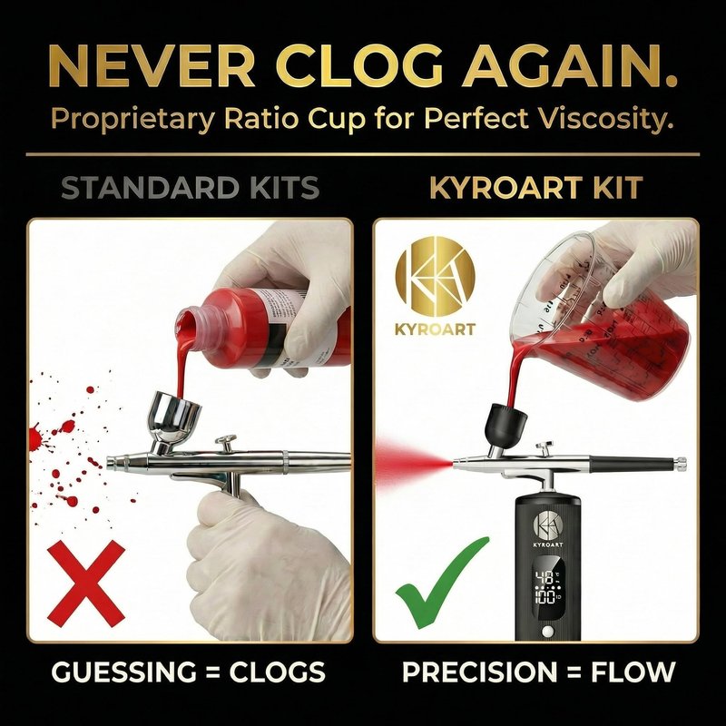 KyroArt Airbrush Kit with Compressor - 48 PSI Cordless Airbrush Gun, Nail Airbrush Machine & Airbrush Sets - Anti-Clog Air Brush for Nails & Airbrush Makeup Kit - 4000mAh Battery, 3 Modes