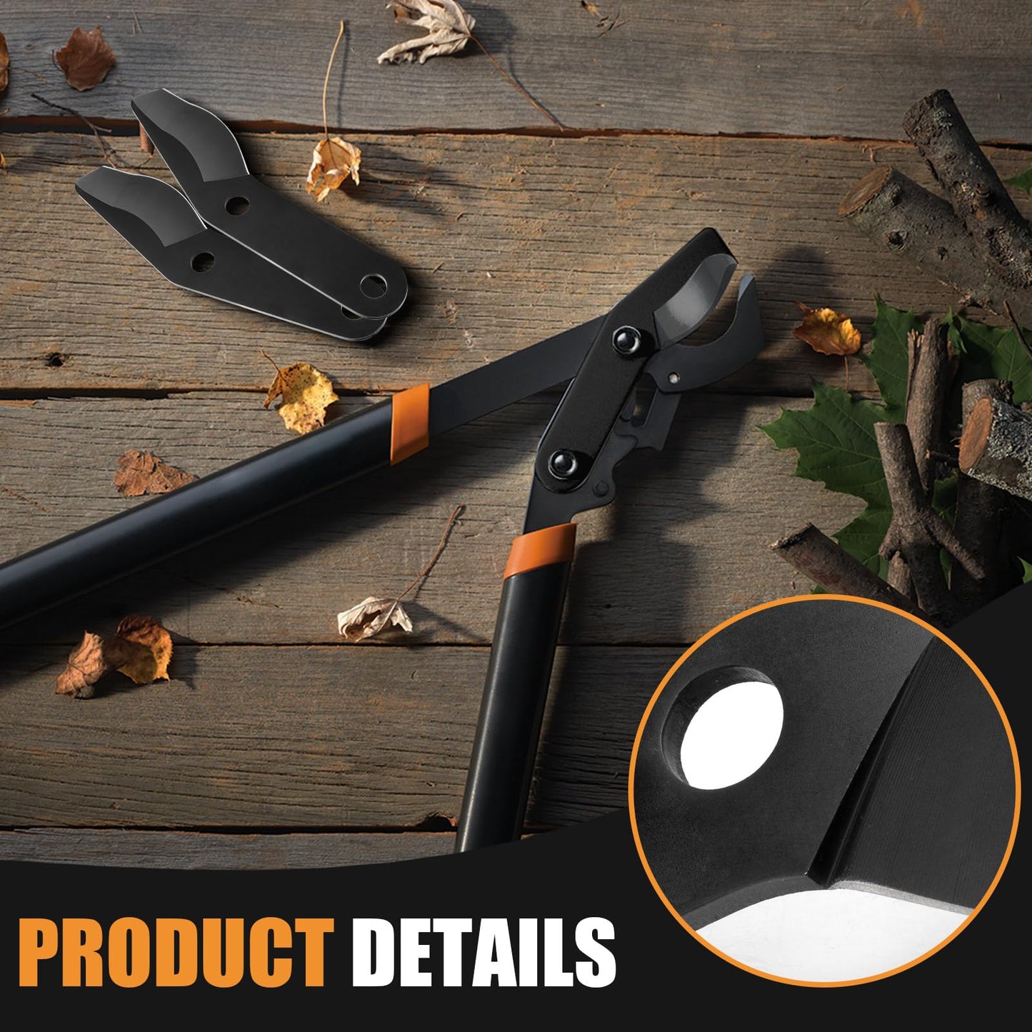 Steel Lopper Replacement Blade for 32 Inch Bypass Lopper, 2 PC Large Pruner Blades for Branch Cutting Gardening Tools, Black