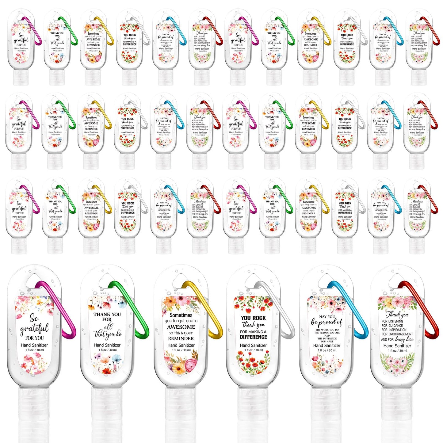 24 Pack Thank You Hand Sanitizer Keychain Bulk Mini Watermelon Hand Sanitizer Gel Scented 1oz Employee Appreciation Gift Bulk for Coworker Teachers Doctors Women Team Christmas Thanksgiving Party