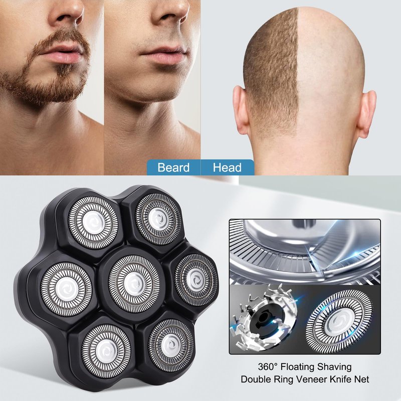 7 Blades Head Shaver Replacement Heads - Magnetic Shaver Replacement Head - Universal Replacement Heads 2pcs