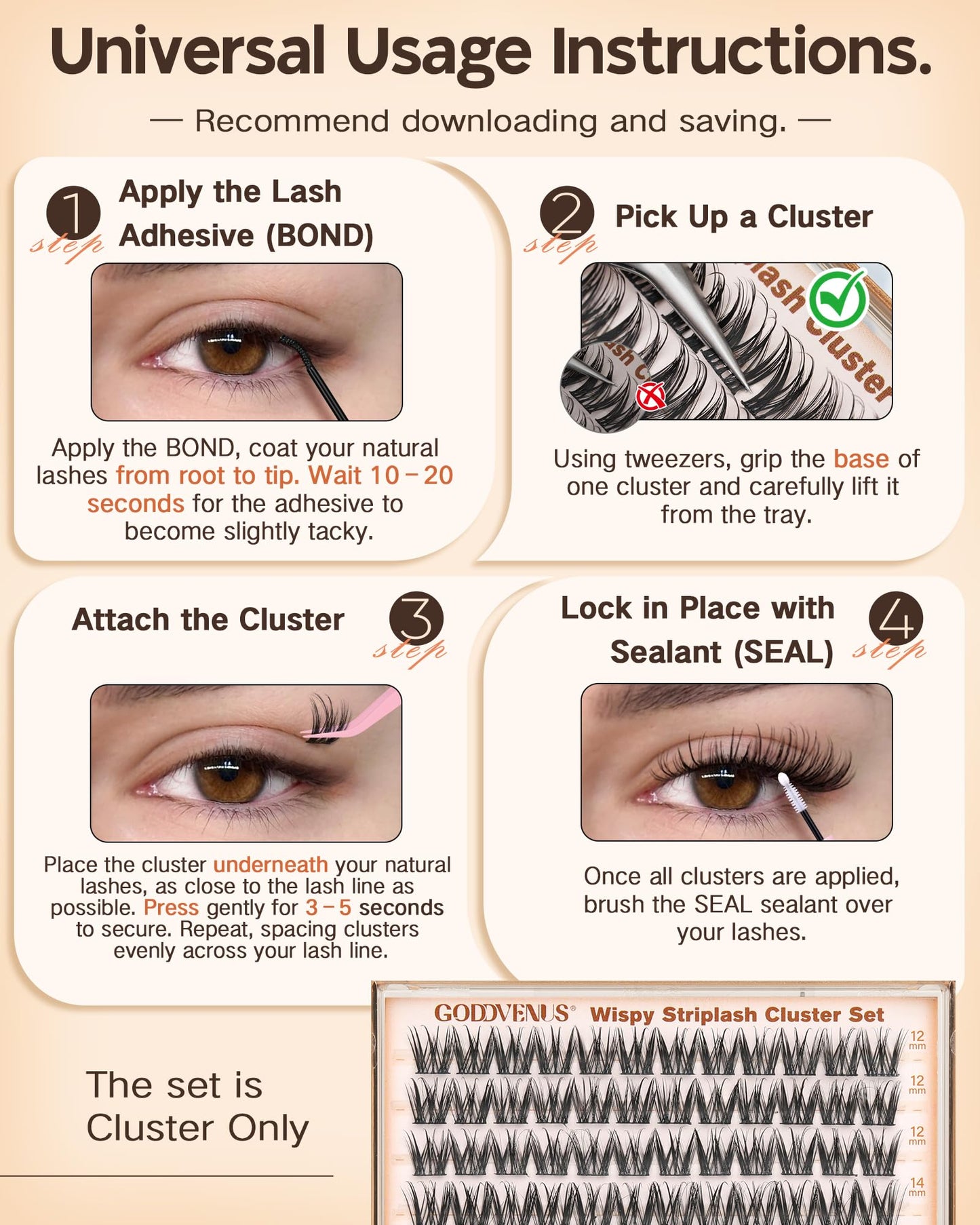 Goddvenus Spider Eye Lash Clusters Wispy Eyelash Clusters, D Curl Cluster Eyelash Extensions Natural Look, 10-16mm False Eyelashes for K Jenner Vibes