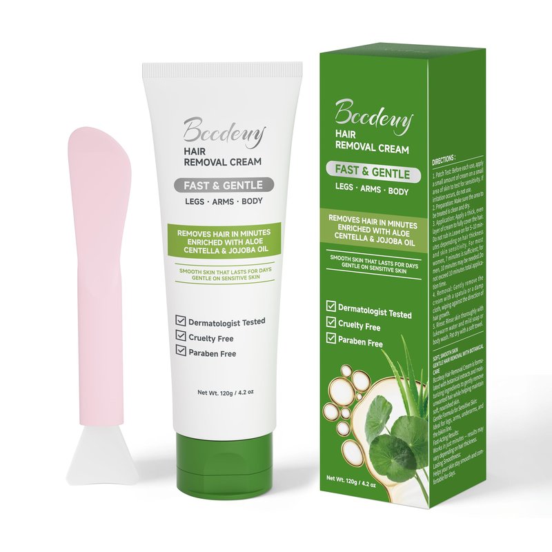 BCCDEUY Hair Removal Cream for Women & Men, Gentle Aloe, Jojoba Oil & Centella Formula for Legs, Arms, Chest, Underarms & Bikini Line, Smooth-Looking Skin, 4.2oz (120g)