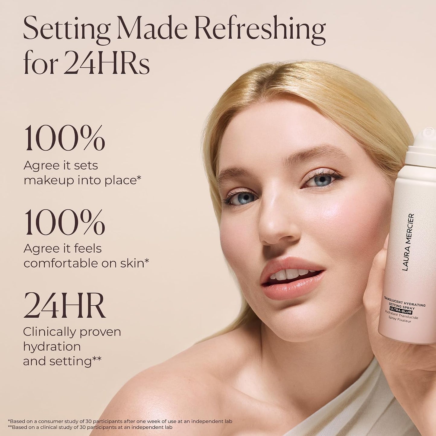 Laura Mercier Translucent Hydrating Setting Spray - Ultra-Blur Face Mist with Hyaluronic Acid | 24HR Shine Control, Natural Finish
