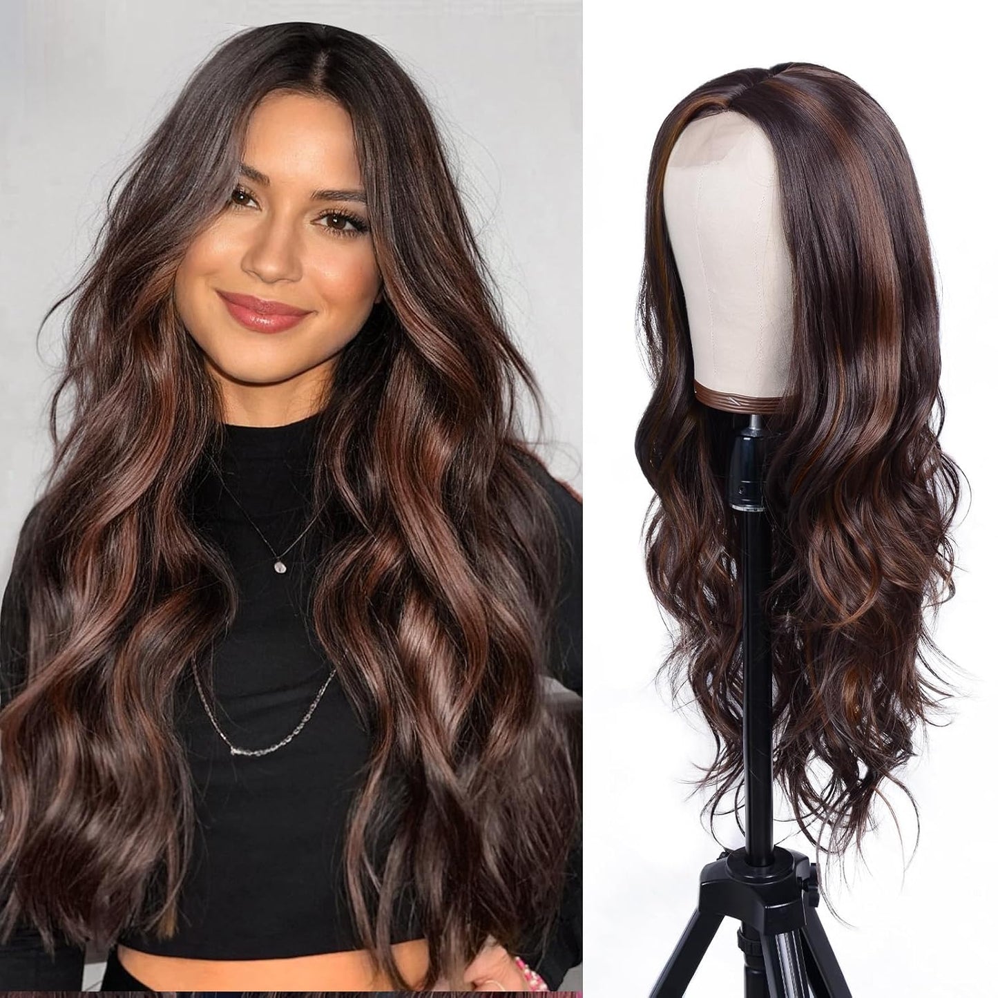 Long Wave Black Wig for Women - 26-Inch Heat Resistant Synthetic Hair | Natural Look for Daily Wear