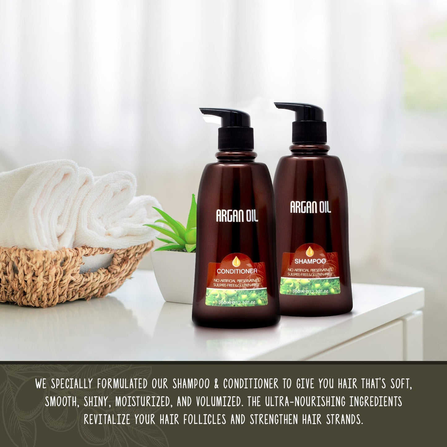 Moroccan Argan Oil Shampoo and Conditioner Sets with Hair Mask, Color Safe Smooth Add Shine Hair Treatment, UV Protection, Intense Moisturizing For Dry, Damaged, Frizzy,3 pack with Gift Box