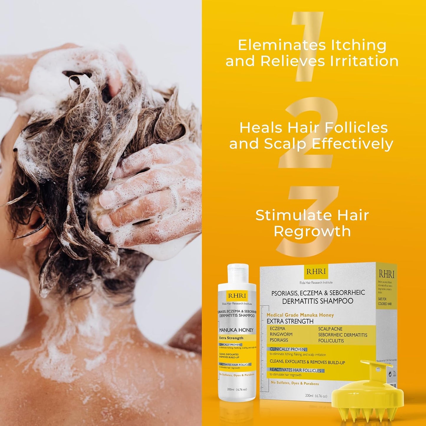 Psoriasis Shampoo for Men & Women - Itchy Scalp Treatment with Manuka Honey | Eczema & Dermatitis Relief