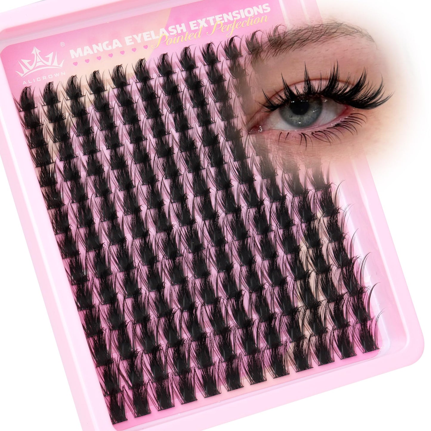 Doll Lash Clusters Manga Eyelash Extensions Cosplay Spiky Individual Lashes Extensions Anime Eyelash Clusters 168Pcs 10MM-18MM Thick Natural DIY Clusters