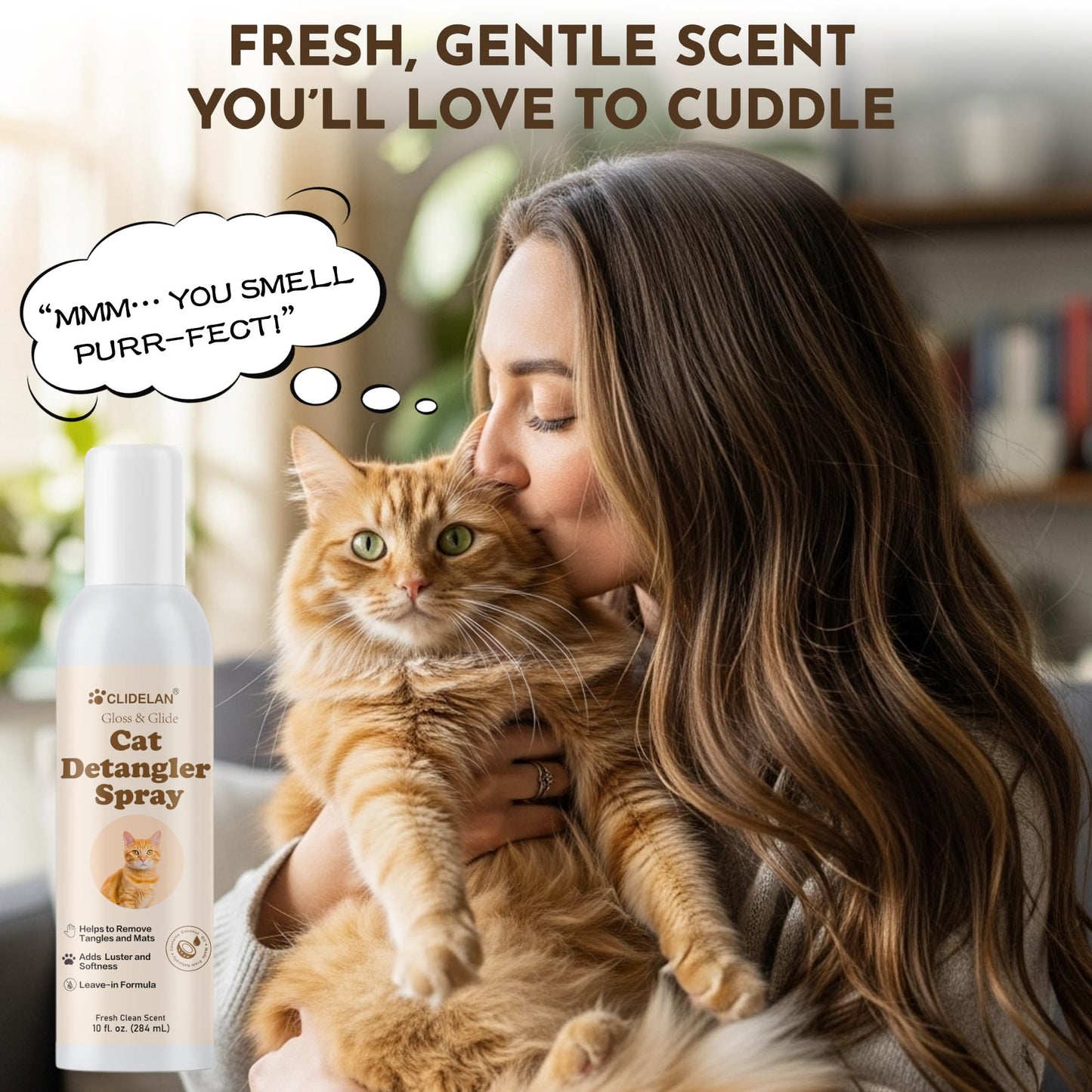 Cat Detangler Spray – Cat Matted Fur Remover for Matted Hair & Everyday Grooming–Dematting Spray for Cats to Loosen Knots, Reduce Pulling, Hydrate Coat & Keep Your Cat’s Fur Soft, Smooth & Manageable