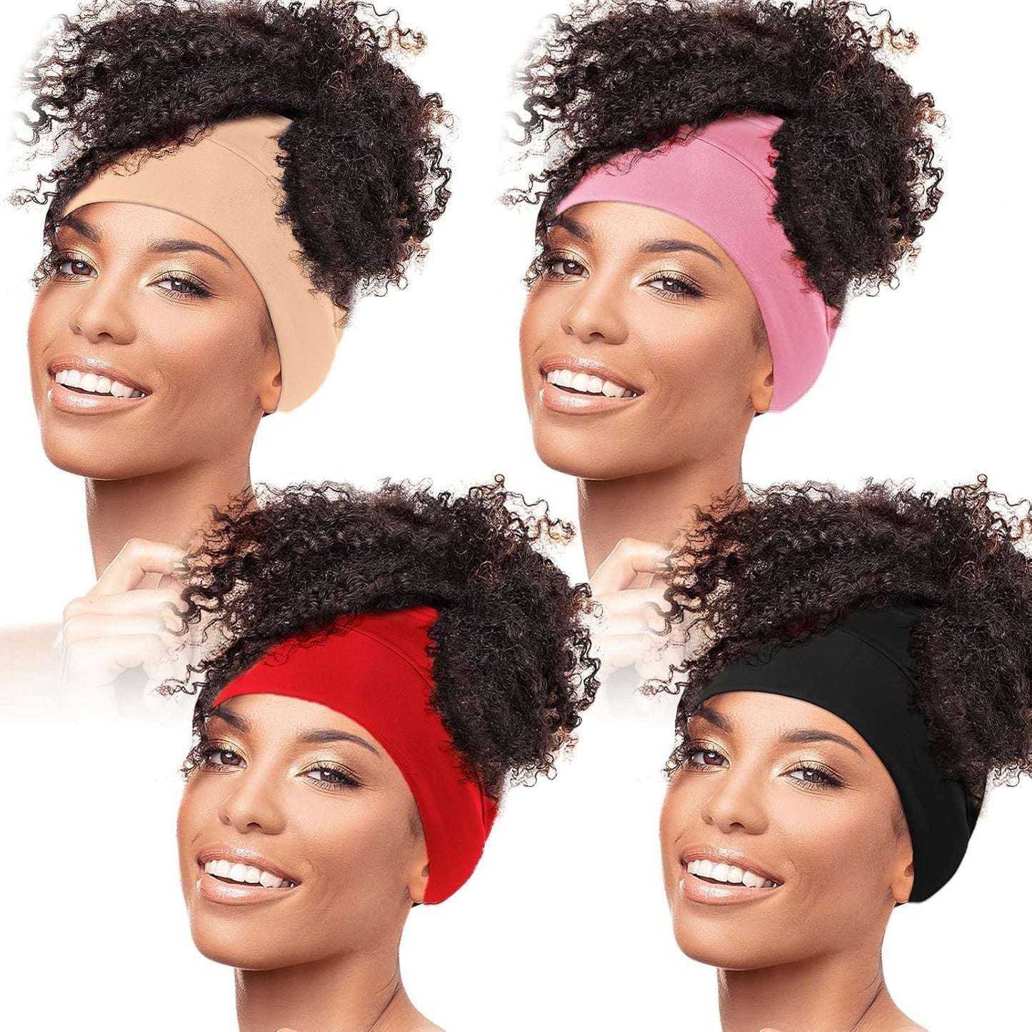 Nylon Head Wraps - Satin Hair Cover for Sleep & Dreadlocks | 4 Pack in Black, Coffee, Wine Red, Navy Blue