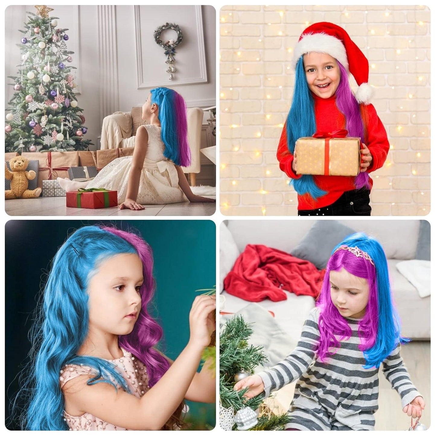 Hair Chalk Comb Set for Kids - Temporary Bright Washable Color Dye | 5 Pink + 5 Blue, Perfect for Birthday & Halloween Gifts