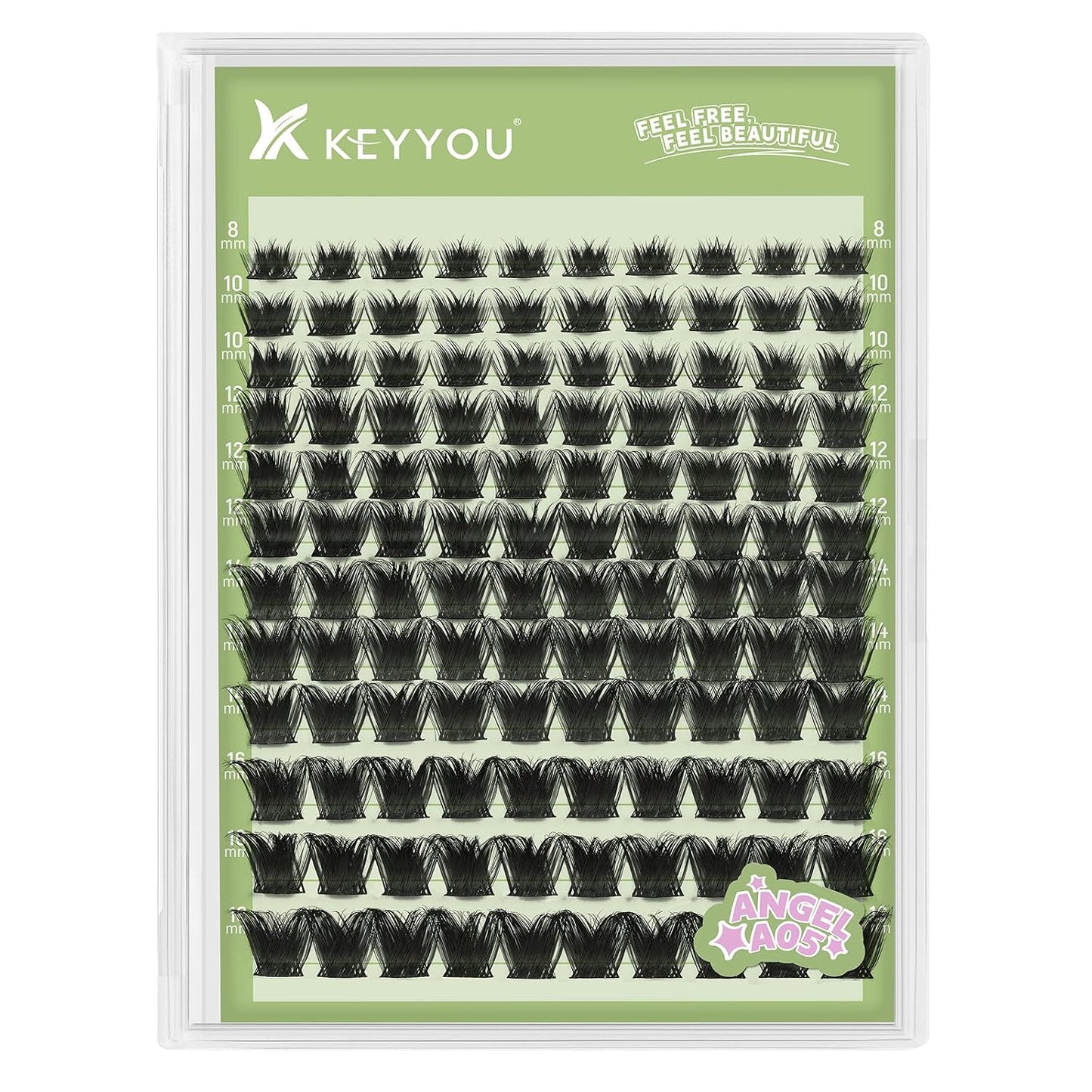 KEYYOU 3D Eyelash Clusters - 280pcs Wispy Volume Lashes | 80D D Curl, 9-18mm Mix