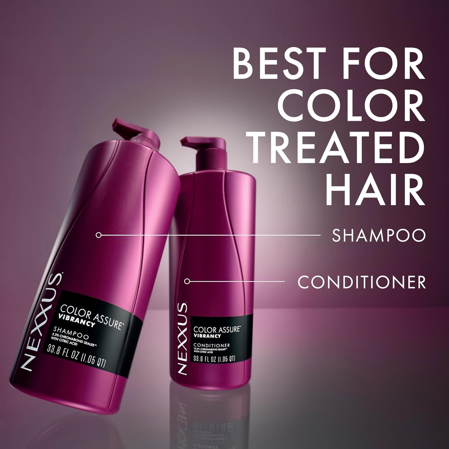 Nexxus Color Assure Shampoo - Vibrant Color Protection for Treated Hair | 33.8 oz with Chromabond Sealer & Citric Acid