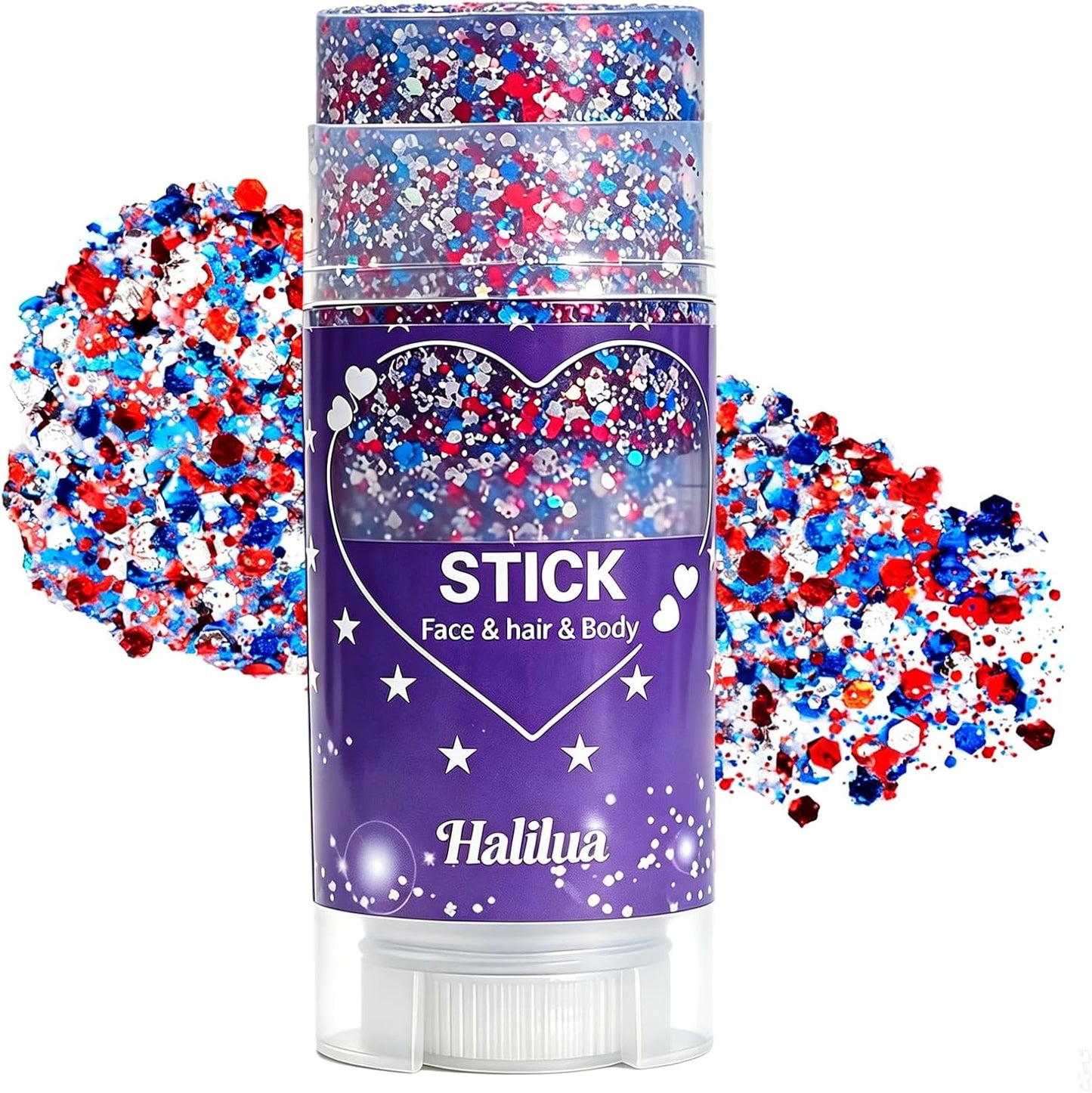 Patriotic Red White and Blue Glitter Stick - USA Flag Body Makeup for 4th of July | Perfect for Independence Day Celebrations