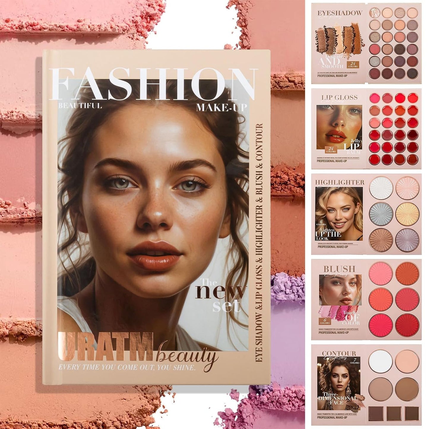 Makeup Book Palette - 24 Color Eyeshadow Set with Blush & Highlighter | Travel-Friendly Makeup Gift for Women & Teens