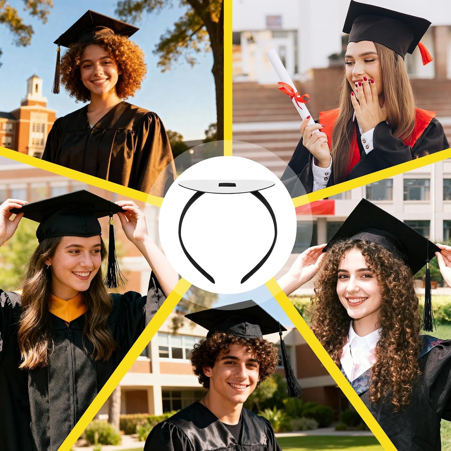 Graduation Cap Headbands - 2 PCS Adhesive Felt Hair Bands | Perfect Hat Accessories for Graduates