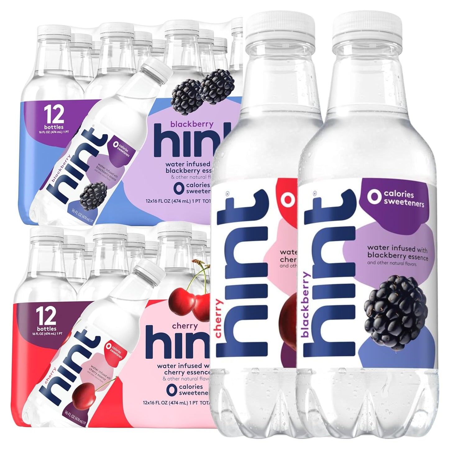 Hint Infused Bottled Water Variety Pack - Sugar-Free, Zero Calorie Natural Flavors | 16 Fl Oz (Pack of 12)