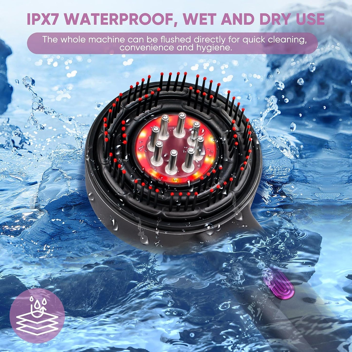 Rechargeable 3 in 1 Scalp Massager & Hair Growth Oil Applicator - IPX7 Waterproof Electric Brush for All Hair Types | Home & Travel Use