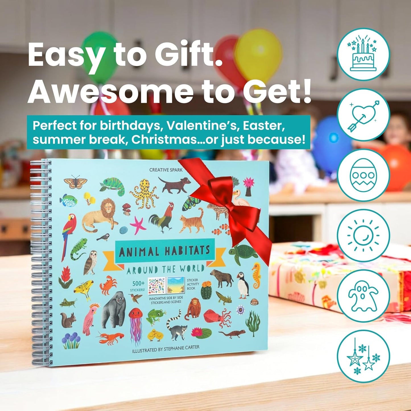 Animals Habitat Sticker Book for Kids - 500+ Stickers, 12 Coloring Pages & Scenes | Travel Activity for Ages 2-8