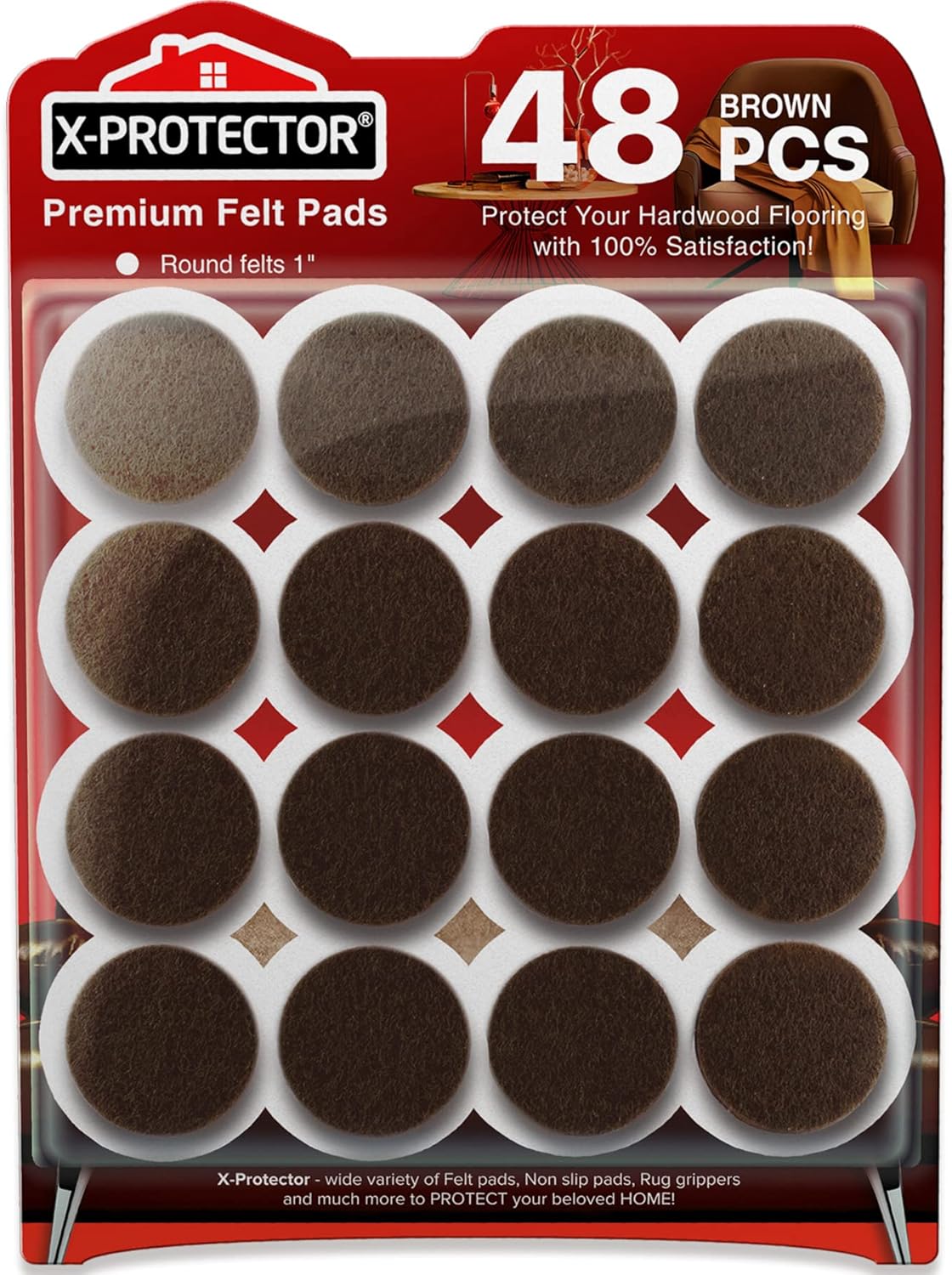 X-PROTECTOR Felt Furniture Pads - 133 PCS Premium Floor Protectors for Hardwood & Laminate | Brown & Beige