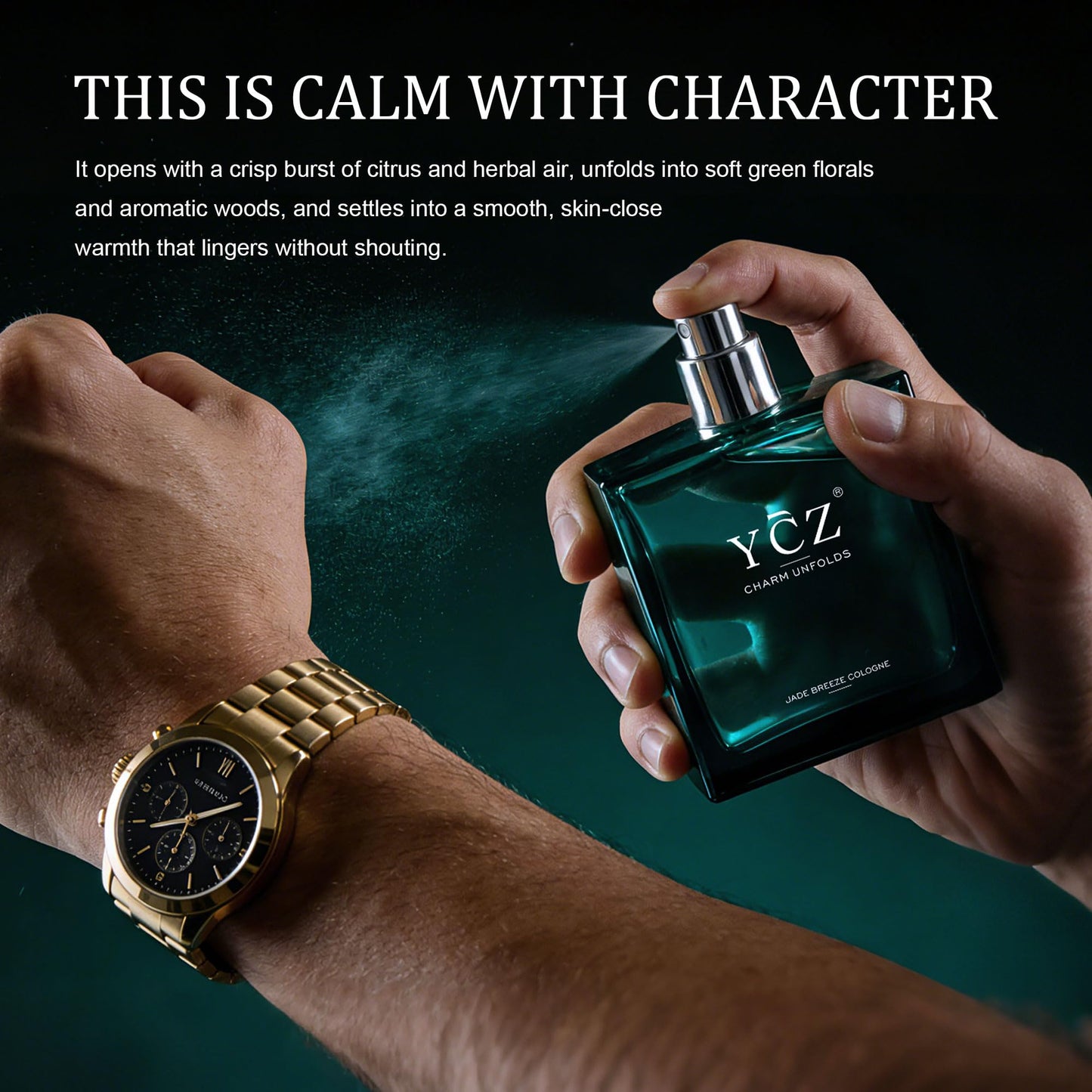 YCZ JADE BREEZE Cologne for Men – Aromatic Citrus Fragrance with Lemon, Verbena & Fresh Tea Notes, Amber & Musk Base, Long-Lasting Eau de Parfum Showcasing Unique Taste for Daily Wear, Office & Casual