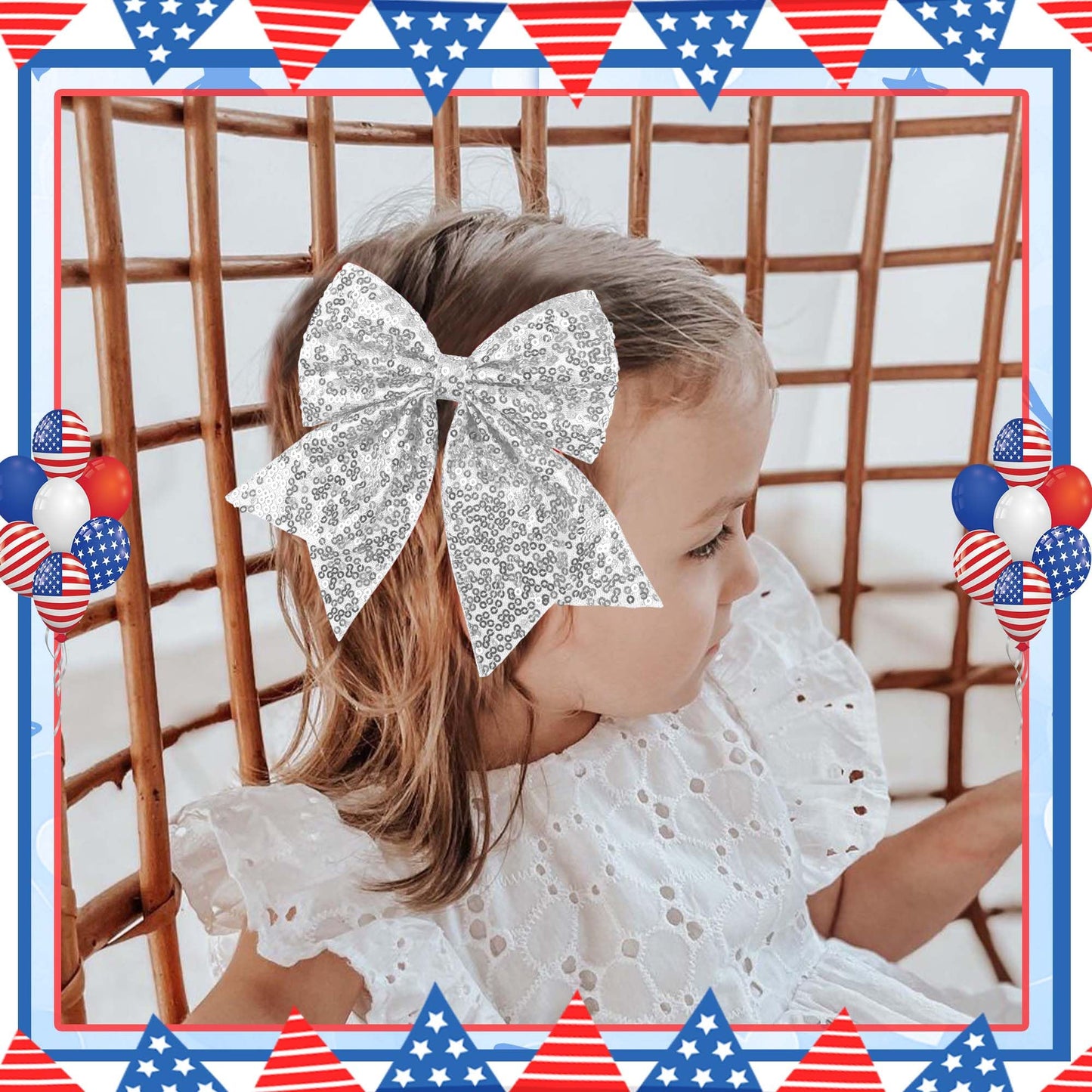 STGDAK Red White Blue Hair Bow 4th of July Bow for Women Girls Patriotic Bowknot Clip Forth of July Big Bows USA Independence Day Hair Accessories for Women Girls 3 Pack