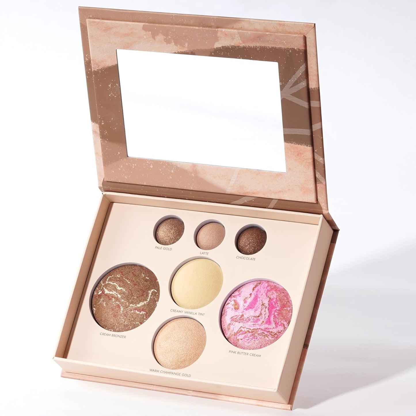 Baked Face & Eye Makeup Palette - Bronzer, Blush, 2 Highlighters & 3 Eyeshadows | Smooth Blendable Powder, Neutral Shades, Travel Compact Gift Set for Women