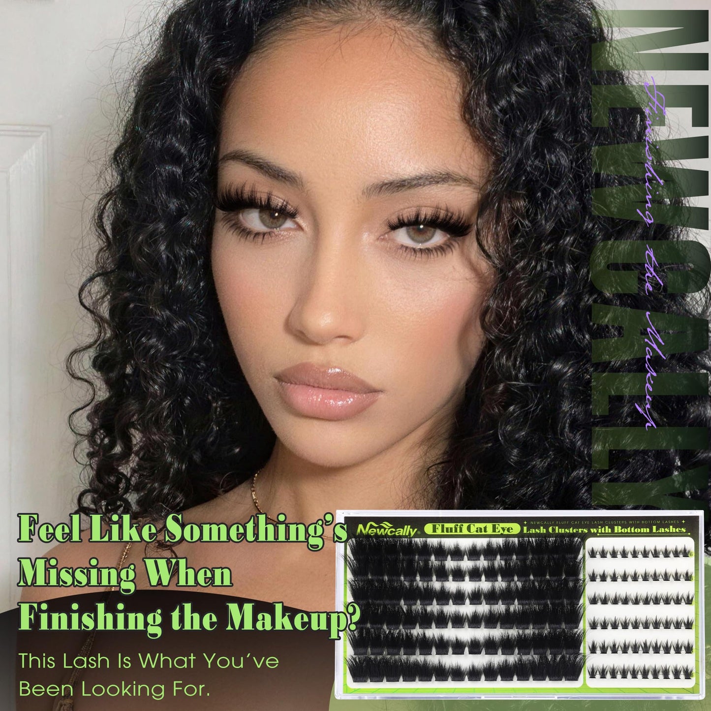 Cat Eye Lash Clusters Fluffy Eyelash Clusters with Bottom Lashes Thick Volme Lash Extension Pre Mapped Mink Cluster Eyelash Extensions D-curly Soft Cluster Lashes Individuals by Newcally