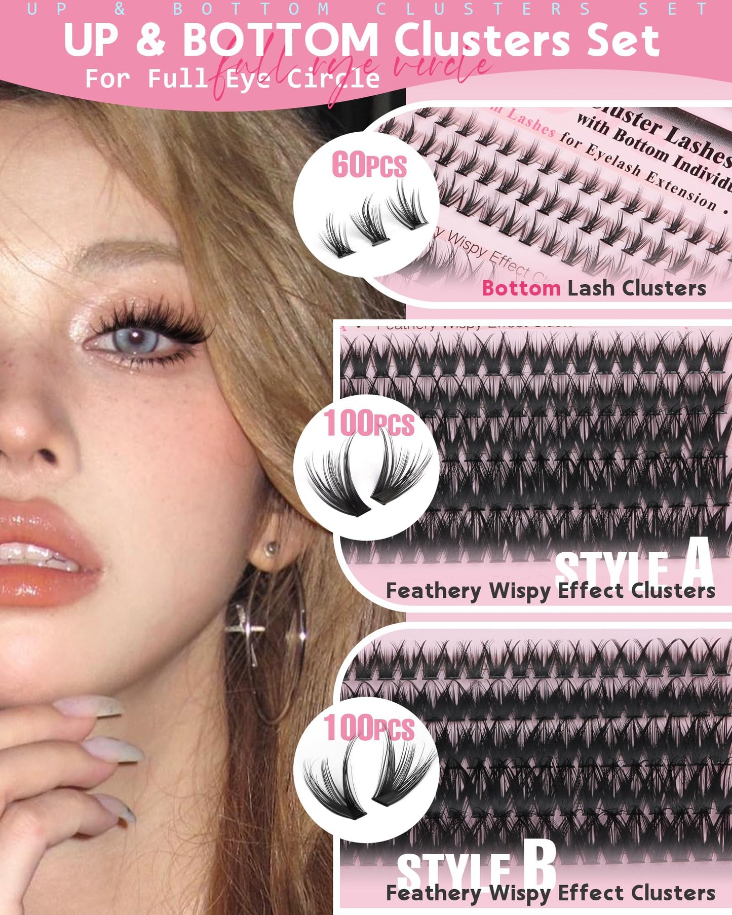 Goddvenus Wispy Eye Lash Clusters Kit Natural Cluster Eyelash Extensions Kit False Eyelash Clusters Fluffy DIY Individual Lash Extensions Kit C Curl