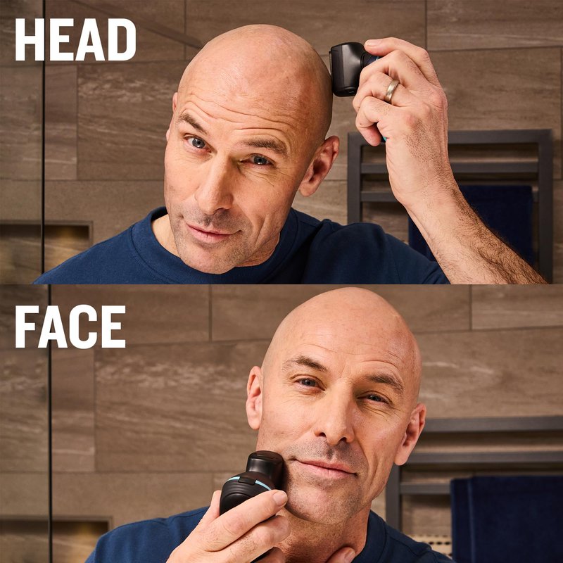 Remington Balder Head & Face Shaver with Microscreen Thin Foils, FlipFlex Dual-Position Head, Intercept Trimmer, Turbo Boost, Cordless Wet/Dry Electric Razor