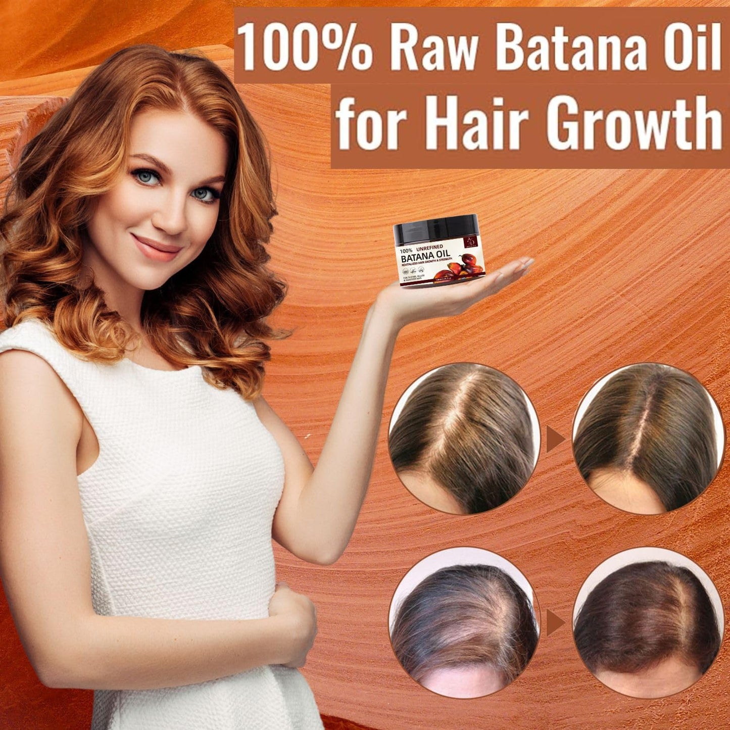 Raw Batana Oil for Hair Growth - Organic Pure Formula with Keratin & Coffee Extract | 4oz
