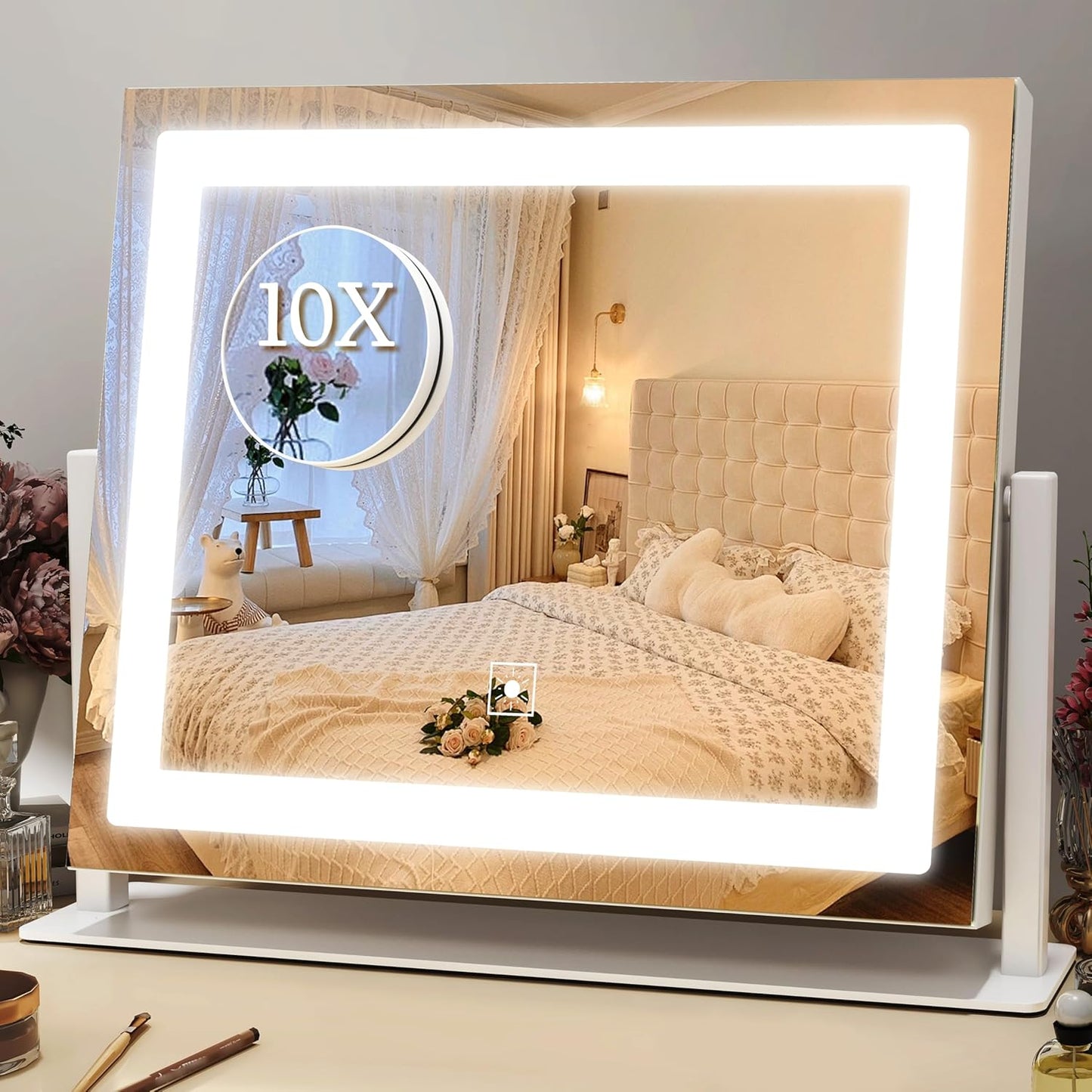 Lighted Vanity Mirror - 23x18 Inch Dimmable LED with Touch Control | Large Makeup Mirror for Dressing Room