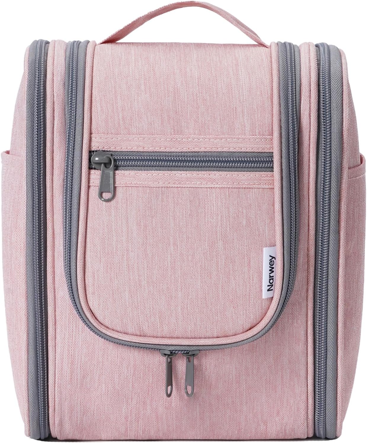 Narwey Travel Toiletry Bag - Small Striped Makeup Organizer for Women | Mint Green Stripe