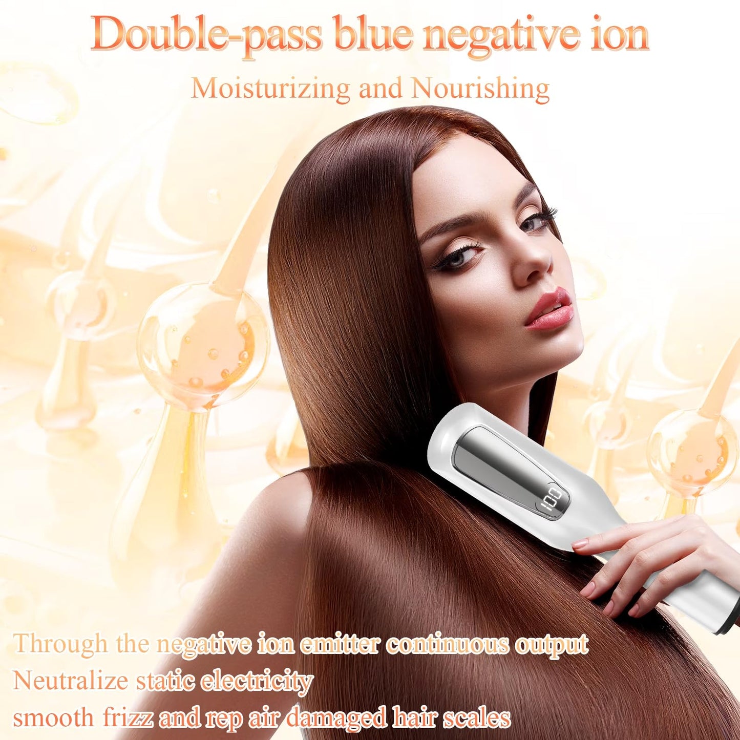 KYFIU Hair Trimmer Automatic Home Care Clipper 2-in-1 for Dry Damaged Splitting Broken Brittle Straight Curly Frizzy Beauty Styling (White)