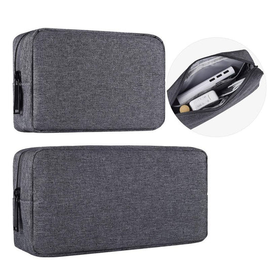 Universal Electronics Accessories Carrying Case, 2PCS Big + Small Portable Storage Pouch, Cosmetic Bag, Cable Organizer Compatible Hard Drive, Mouse, Power Bank, Adapter, Cellphone, Space Gray