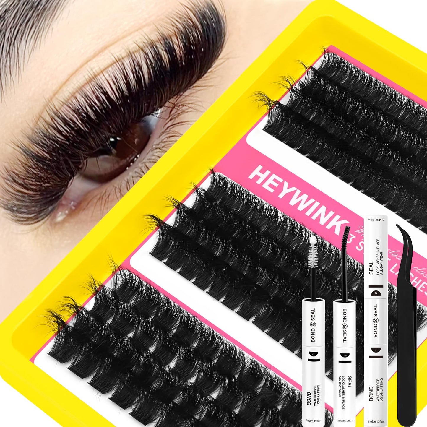 Lash Clusters Kit - 60D, 80D, 100D Thick Individual Eyelash Extensions | DIY Home Use 12-18mm