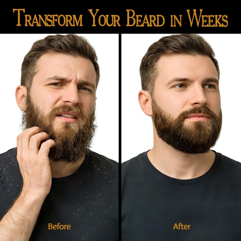 Organic Beard Oil for Men Roll On Beard Growth Oil Mens Conditioner - 9 Premium 100% Pure USDA Oils Jojoba Castor Argan - Mustache Natural Scent Vegan Shave Balm - Tiger Eye Stone Roller Bottle 1.7oz