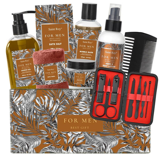 Gift for Dad Spa Gifts for Men, Bath & Body Kit, Spa Gift Set, Man Spa Basket Set for Dad, Mens Perfume Bath and Body Gift Set, Ideal Christmas Birthday Self Skin Care Set for Man Gift