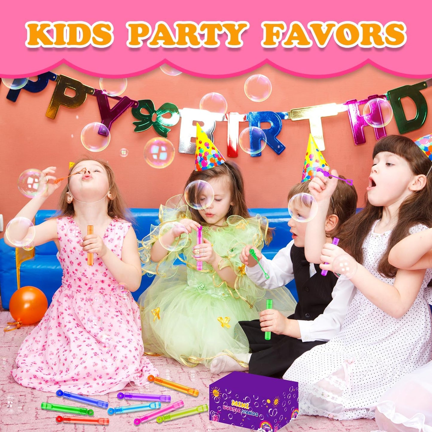 Mini Bubble Wands - Kids Party Favors & Goodie Bag Stuffers | 20-300 Pack for Toddlers, Preschool & Graduation