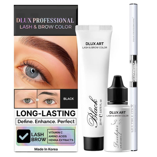 Korean Eyebrow Color Kit Black– Professional Brow Color for Women, Eyebrow Color for Natural Looking Brows, Long-Lasting Brow Color for Salon & Home