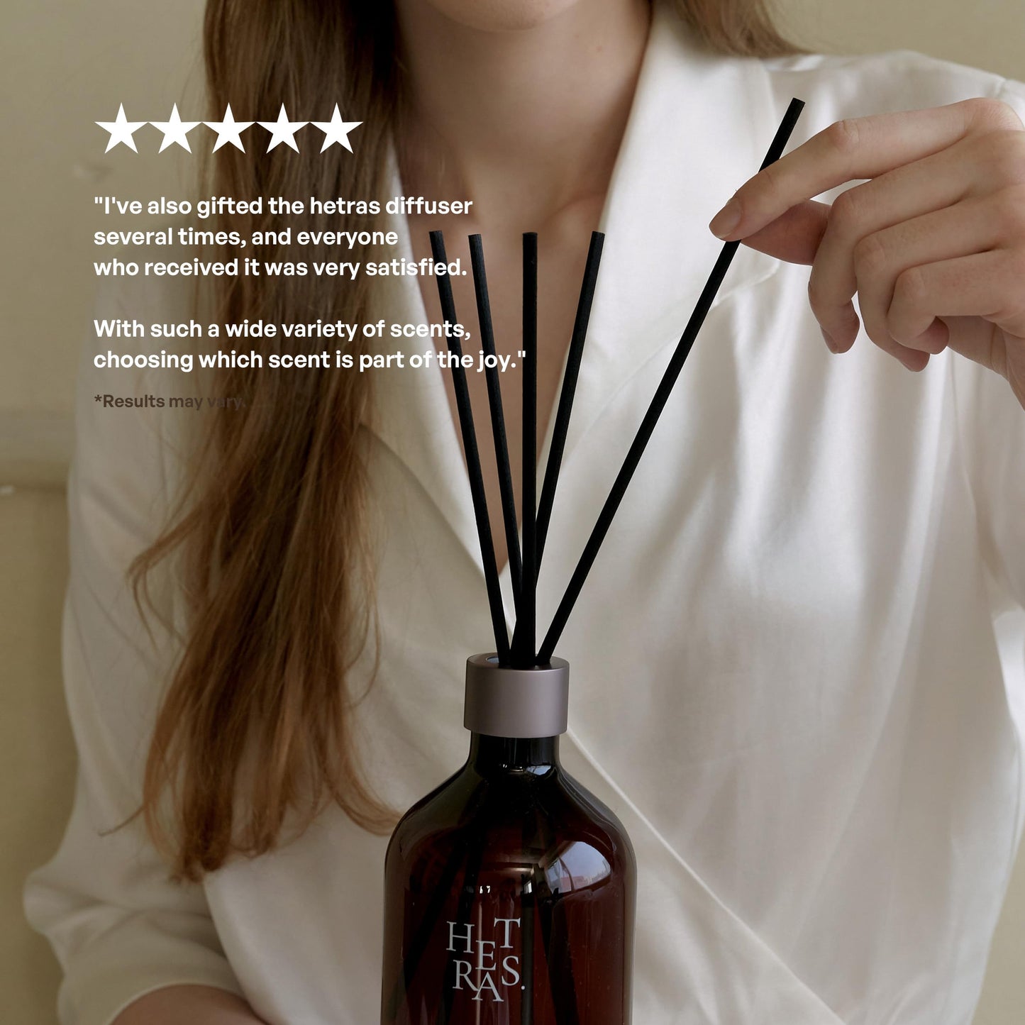 hetras Premium Reed Diffuser Set (Jeju Saryeoni Forest Scent)–Large Capacity Home Fragrance | 16.9 fl.oz (500ml), 1 Pack with 5 Reed Sticks | Citrus & Cedarwood Aroma | Luxury Decor for Home & Office