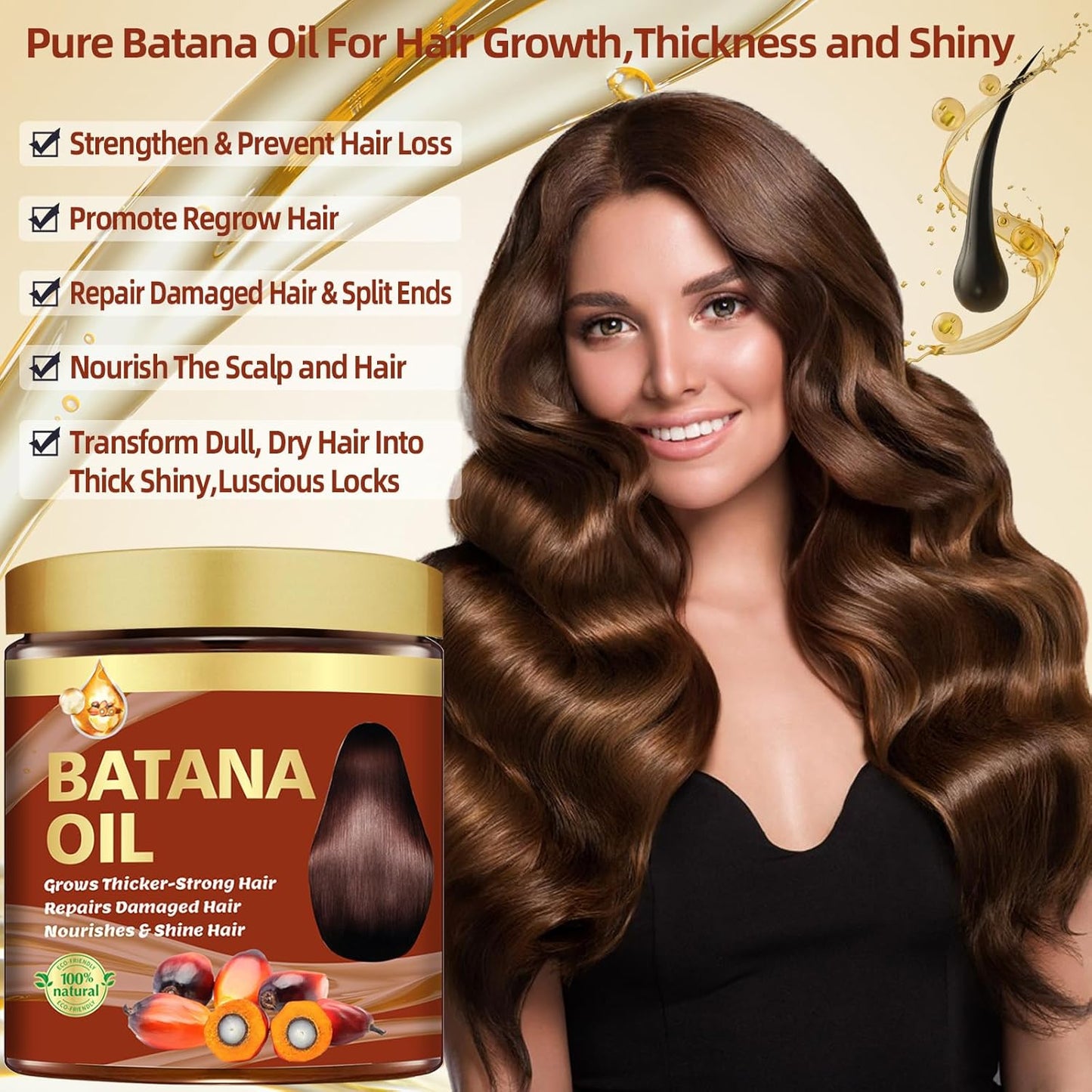 Batana Oil & Rosemary Hair Growth Serum - Natural Treatment for Thinning Hair | Nourishing Hair Mask for Men & Women