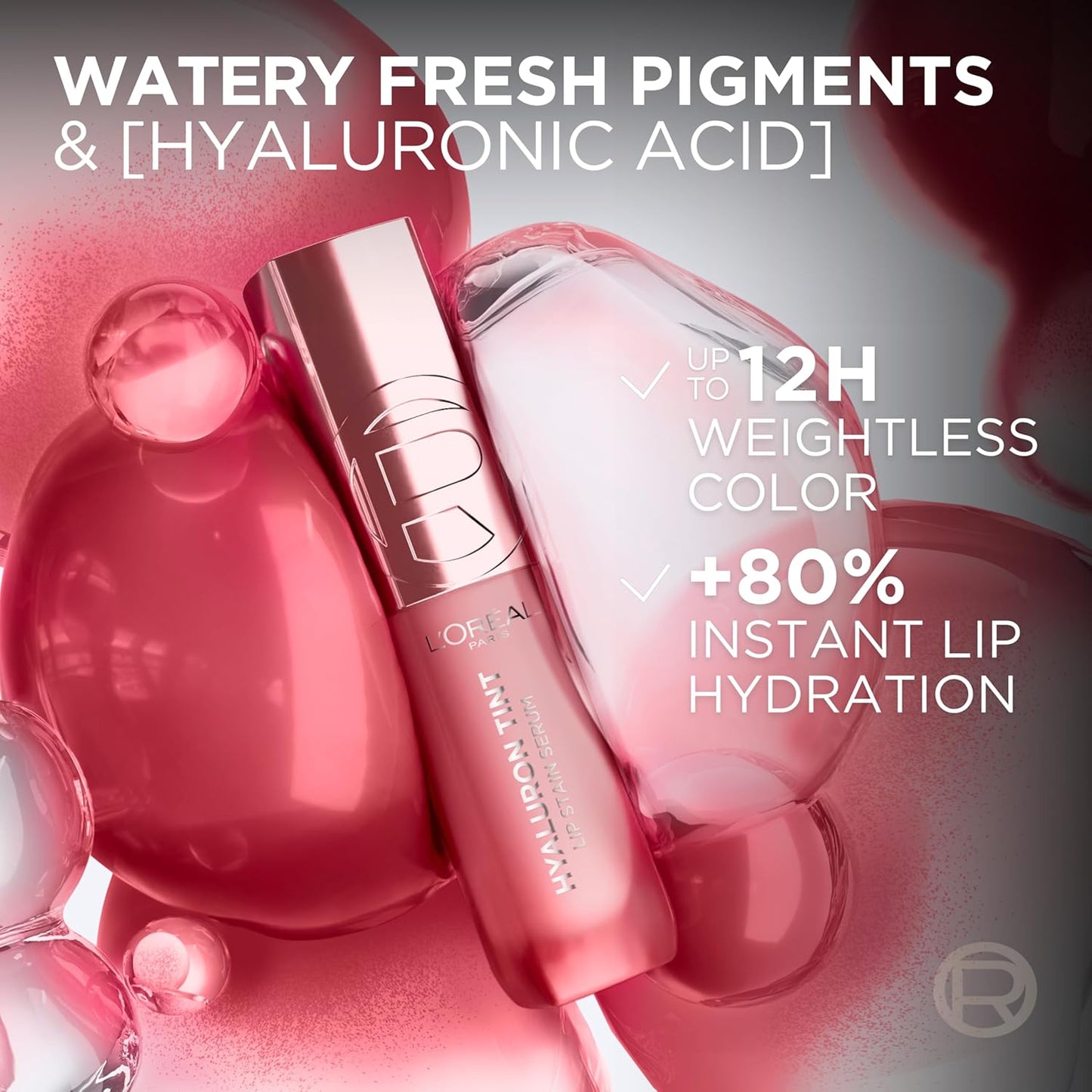 L'Oreal Paris Hyaluron Tint Lip Stain Serum - Long-Lasting Hydrating Lip Makeup | 217 Smoky Mauve (Dusky Pink)