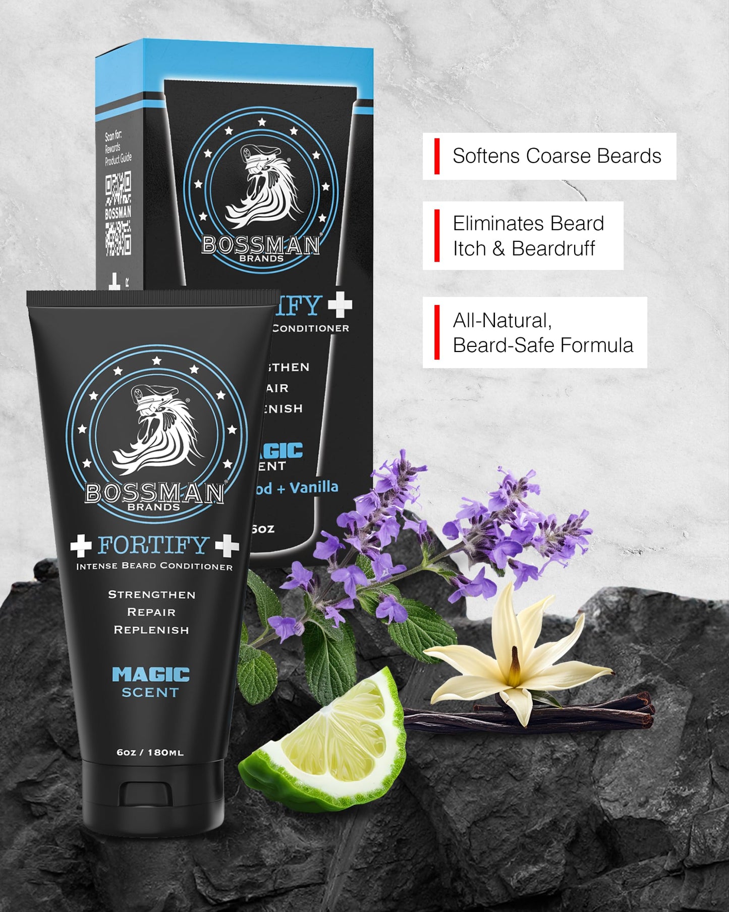Bossman Fortify Intense Beard Conditioner to Grow, Thicken, Moisturize and Protect Your Beard