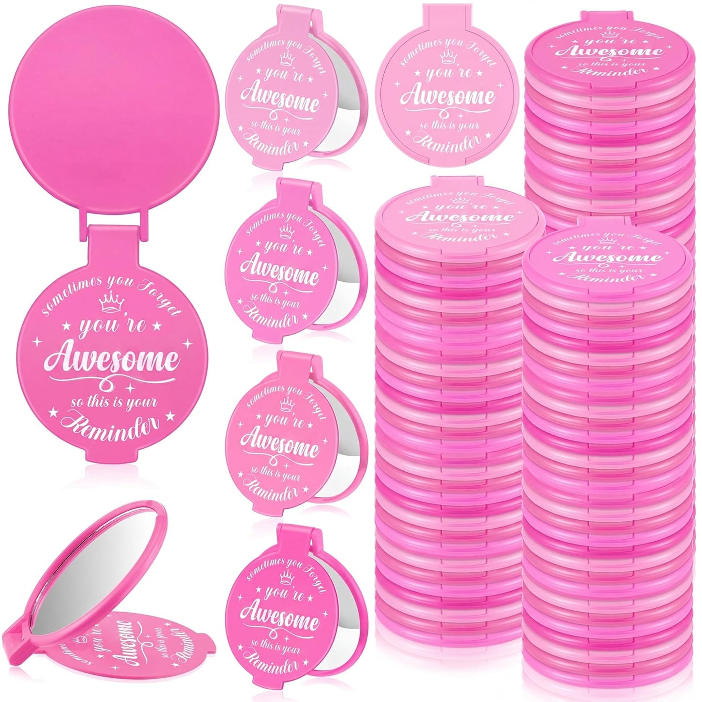 Inspirational Compact Mirror Set - 36 Pcs 2.76 Inch Mini Mirrors | Perfect Galentine's Day Gifts for Women