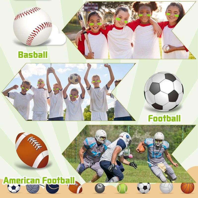 Sports Eye Stickers for Kids - 160 Pieces Football, Softball & Baseball Face Strips | Includes 2 Pencils for Game Day Fun