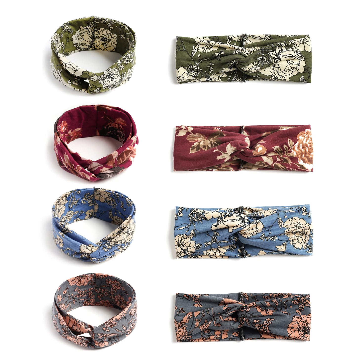 STGDAK Boho Headbands For Women Fashion Criss Cross Hair Bands Stretch Turban Knot Head Bands Yoga Running Sweatband Elastic Headband Stylish Wrap Headbands Hair Accessories for Teen Girls 4 Pack