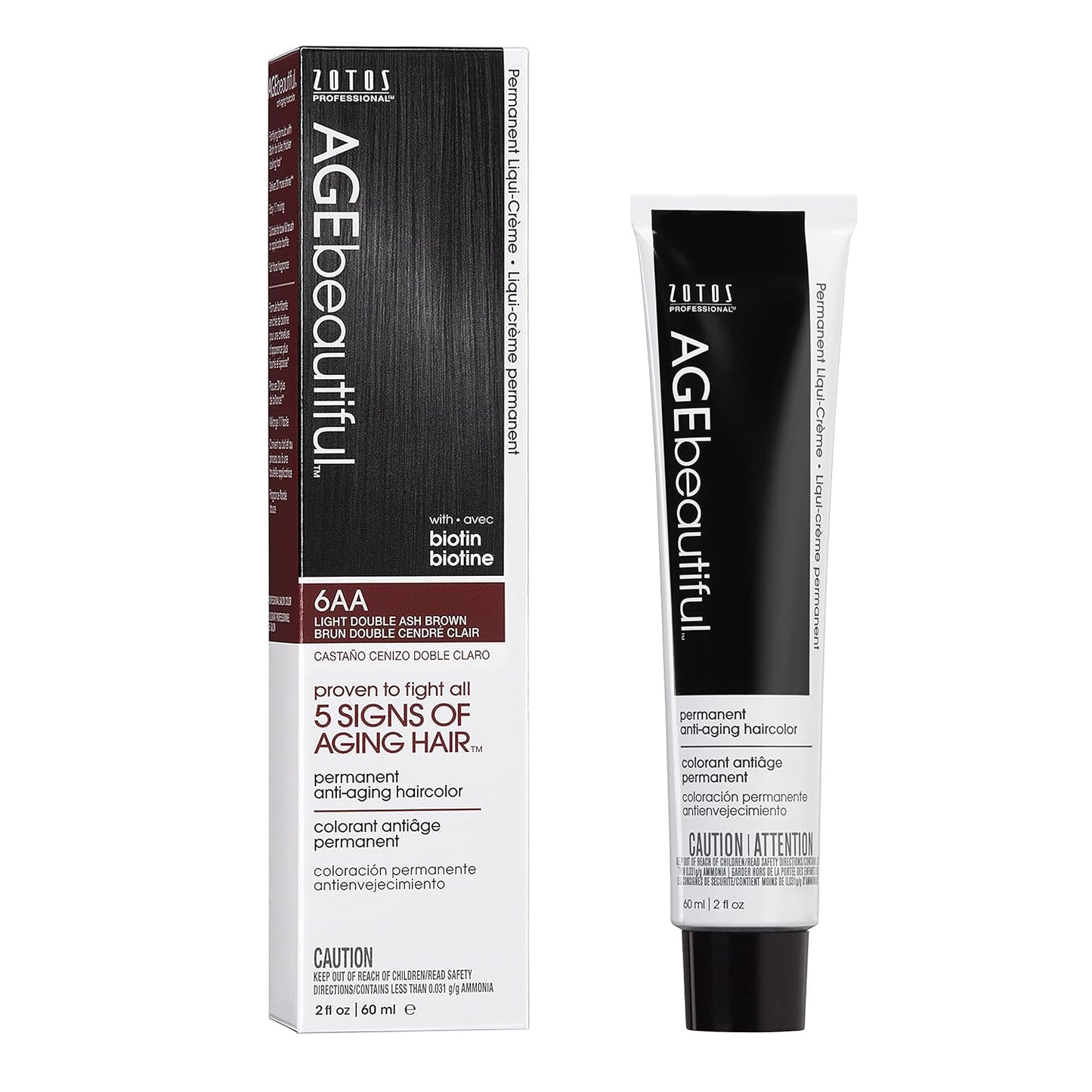 AGE Beautiful Permanent Hair Color Cream - 100% Gray Coverage Hair Dye with Biotin for Fuller, Thicker Hair | Professional Salon Quality
