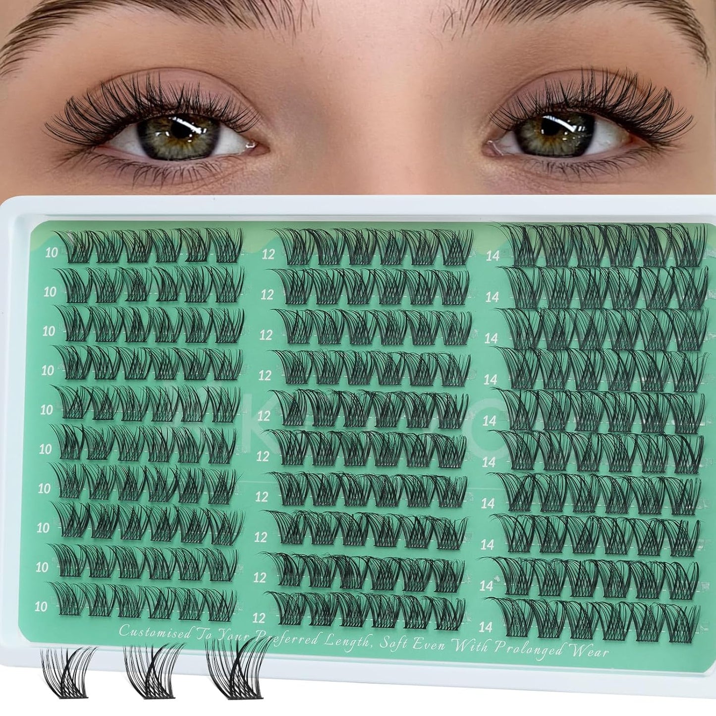 KEYYOU 3D Eyelash Clusters - 280pcs Wispy Volume Lashes | 80D D Curl, 9-18mm Mix