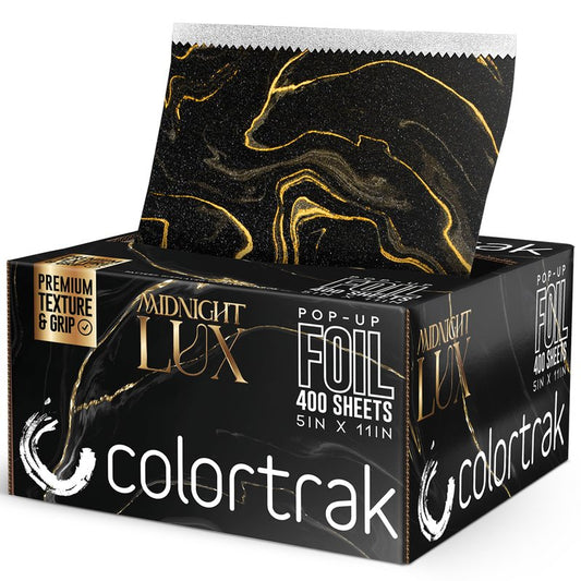 Colortrak Lux Pop-up Foil W/Dispenser (400 Count), Pre-cut Sheets, Non-Slip Embossed Texture, 5" x 11" Sheets for Hair Foil Coloring and Highlighting Sheet Applications