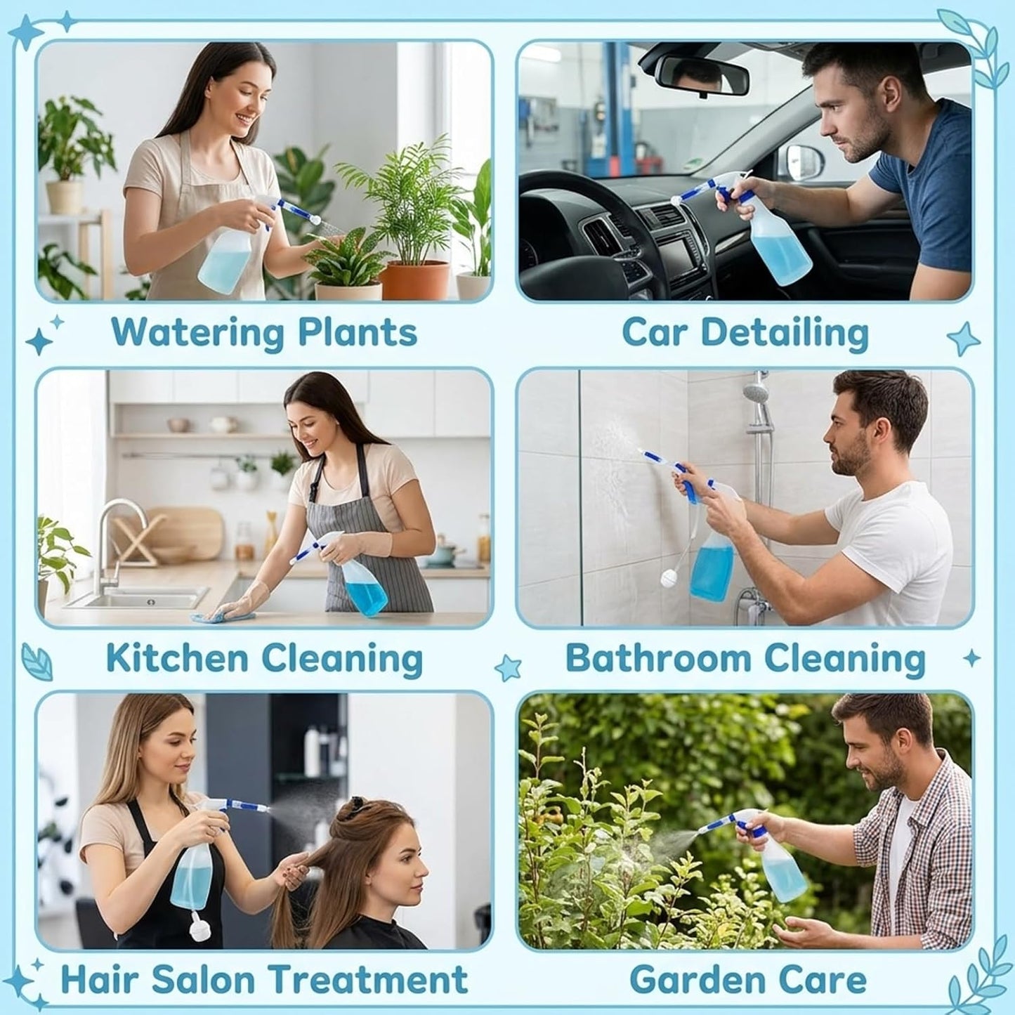 360 Spray Bottle Adapter - Flexible Universal Fit for Cleaning, Gardening & Household Use | 6 PCS Set